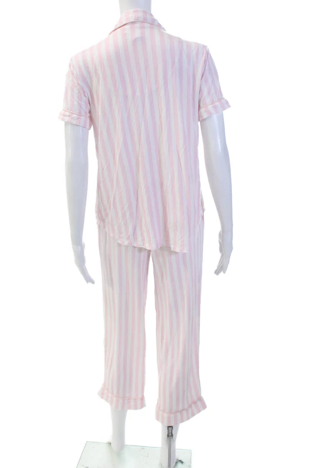 Conjunto Camisa Pijama Kate Spade New York Mujer Rayas Pantalones Rosa Blanco Pequeño Foto 4 de 4