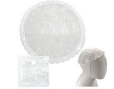 Round Lace Prayer Chapel Veil Cap White Lace with Plastic Case 9" Round
