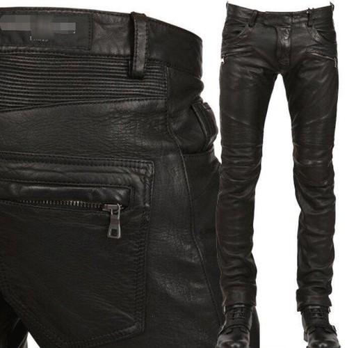 2019 da Uomo PUNK ROCK MOTO IN PELLE NERA SLIM FIT Leather Pants Pantaloni  SZ | eBay