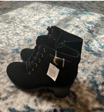 Black suede lace up ankle boots with new tags