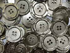 Metal Button w/Cartier Rim Design Silver Finish 13mm 15mm 18mm 23mm 4hole