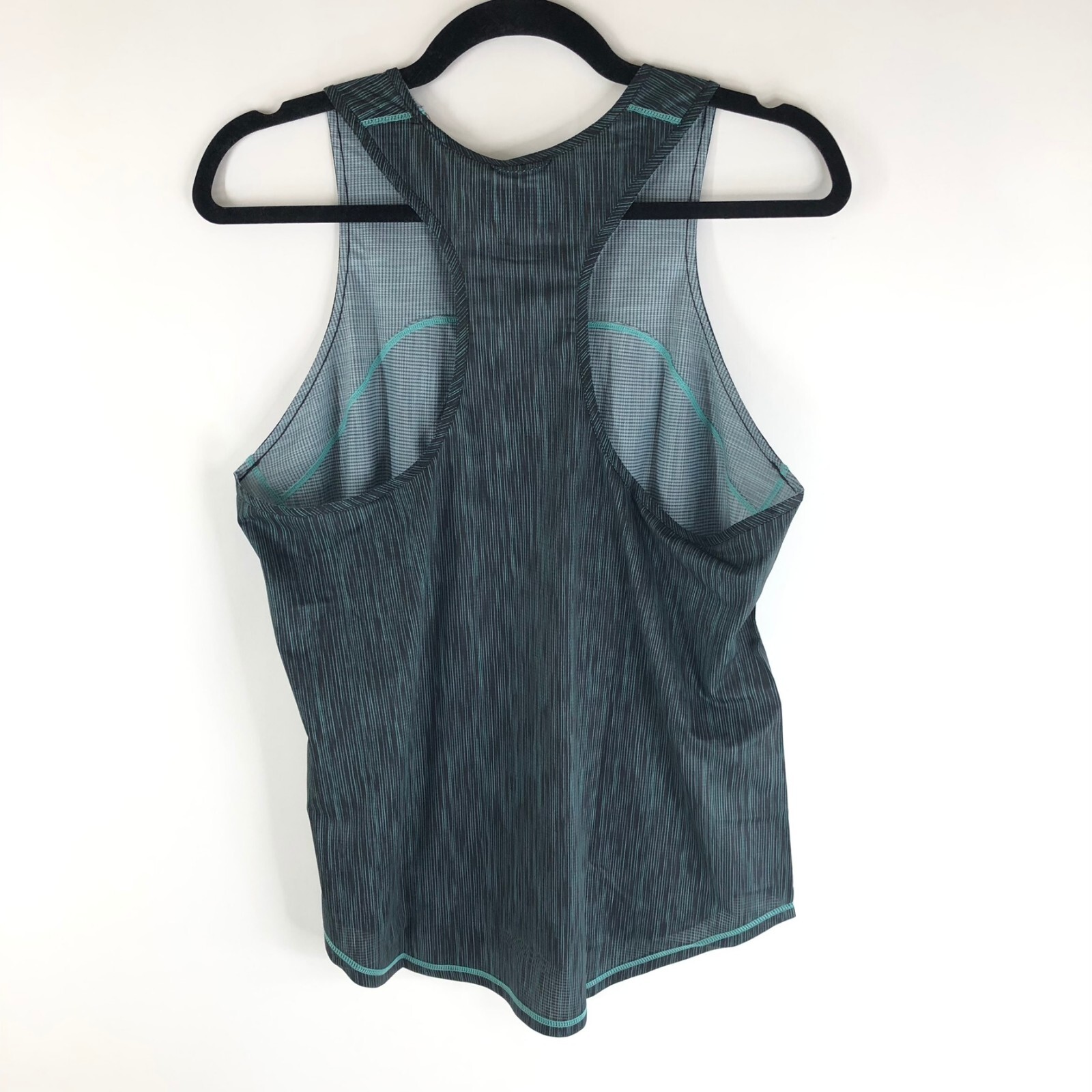 Janji Womens Helio Tech Singlet Tank Top Racerback Hi Low Sea Stripe Green XS