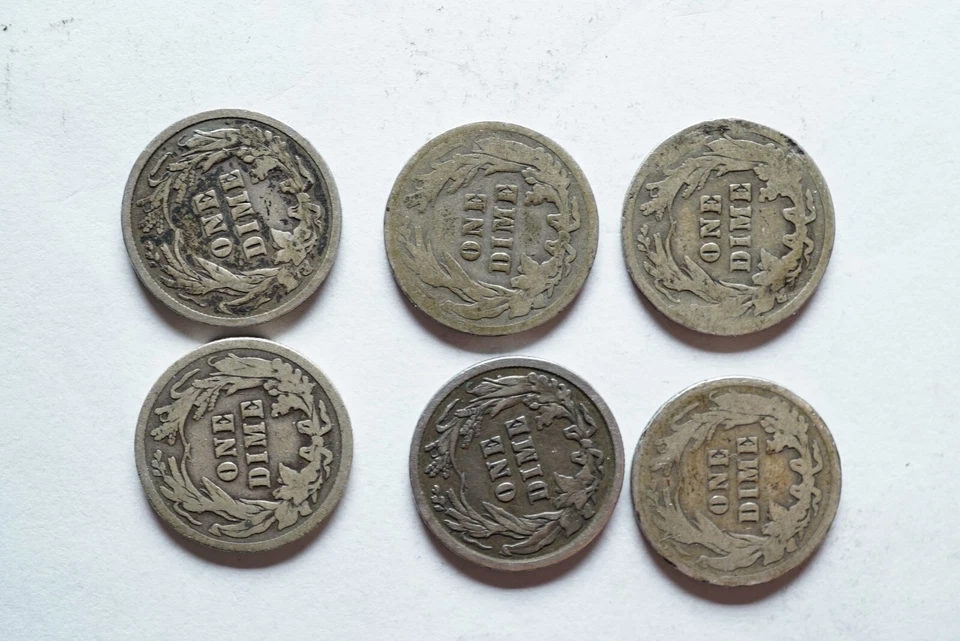 Juego de 6 años 1900 EE. UU. Dimes Foto 2 de 2