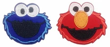 Sesame Street Elmo and Cookie Monster 2 1/2" Wide Iron On Patch Set of 2 Patches