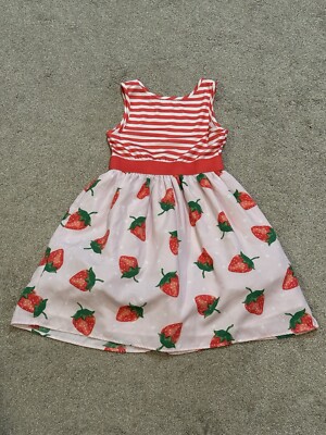 Max & Daisy Girls Strawberry Dress Size 6X Red White Stripe Top Empire  Waist | eBay
