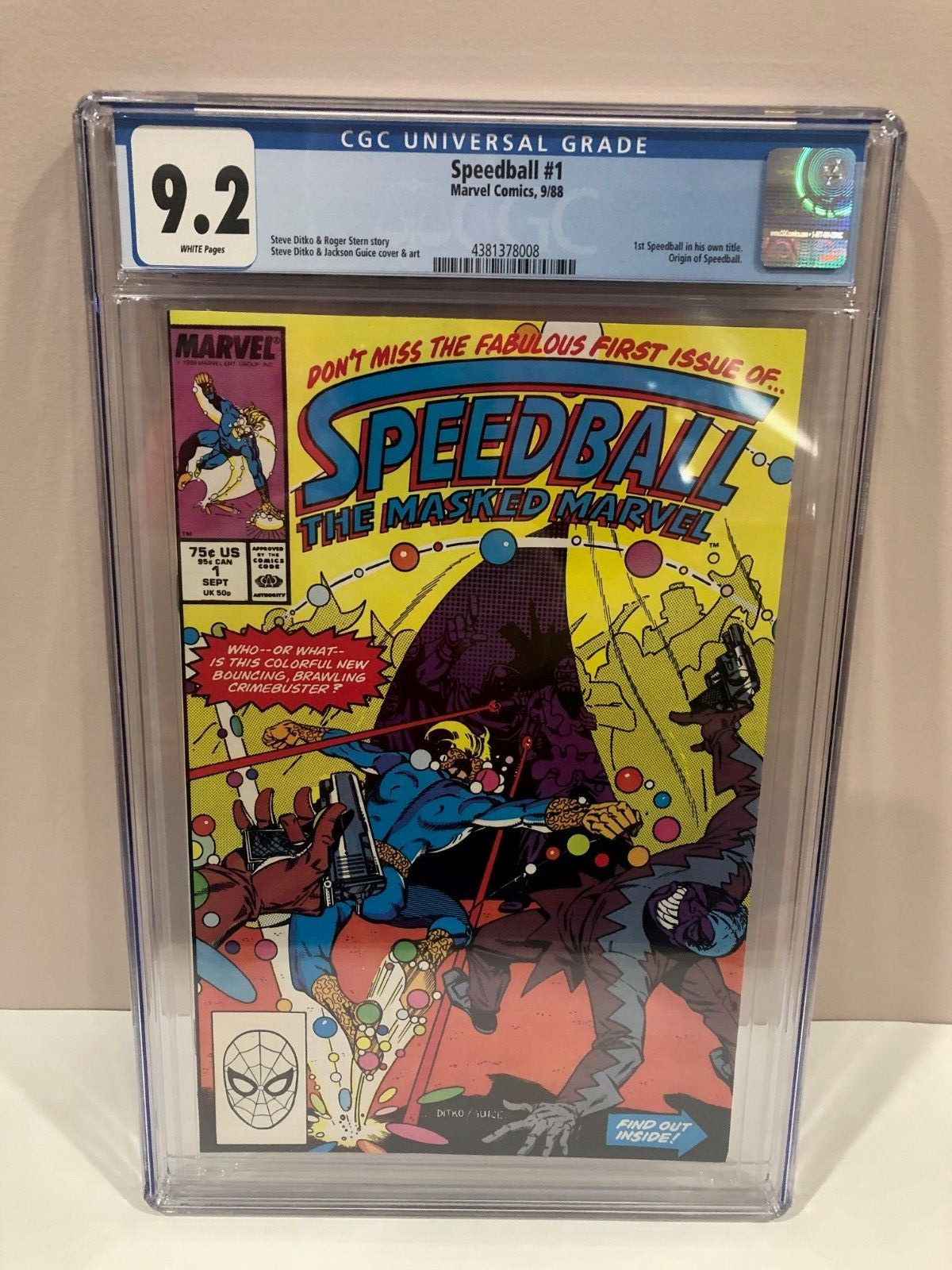 SPEEDBALL #1 - CGC 9.2 - White Pages