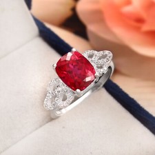 Flawless Blood Red Ruby Cushion Cut Gemstone 925 Sterling Silver Ring 10x8 MM