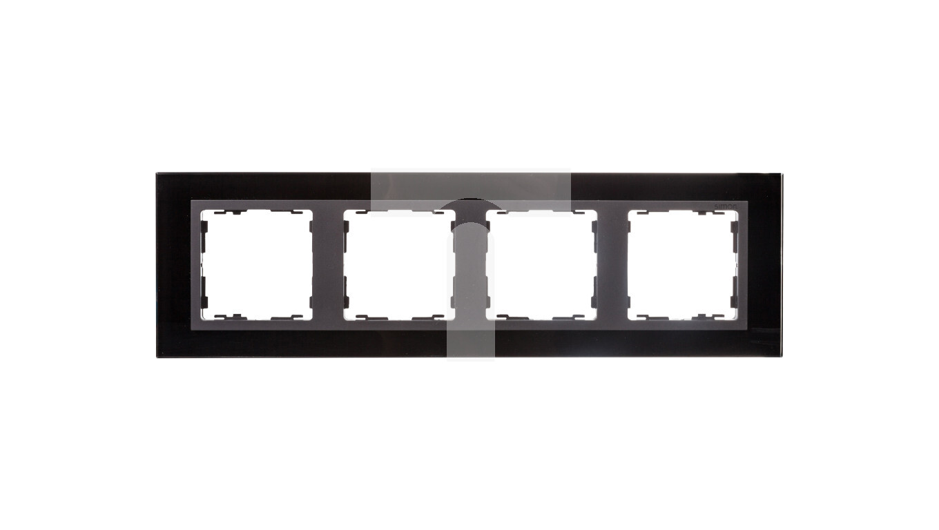 Simon 82 Quadruple horizontal glass black frame / intermediate frame grap /T2UK