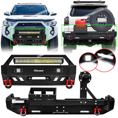 Front / Rear Bumper W/Winch Plate & Tire Carrier For 2015-2020 Toyota 4Runner