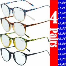 4 Pack Mens Womens Classic Reading Glasses Oval Retro Style Readers 1-4 Powers