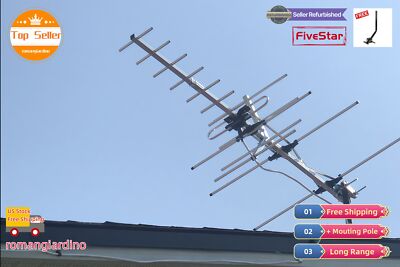 UHF VHF FM Yagi TV Antenna Outdoor 250 Mile for Crystal Clear Signal
