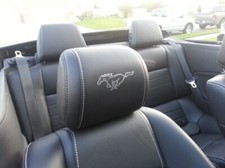 2015-2020 Ford Mustang Headrest Outlined Pony Vinyl Decals - Only Leather Seats