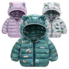 Children Boys Baby Hooded Jackets Warm Outerwear Kids Girls Coats Print Clothing