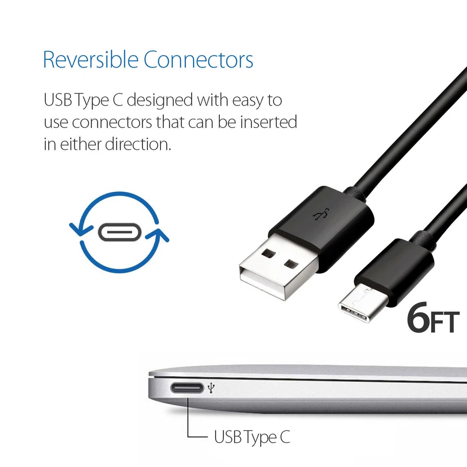 6FT USB C Type-C Cable Data Sync Charging Cable With Fast Wall Charger - Image 4 of 4
