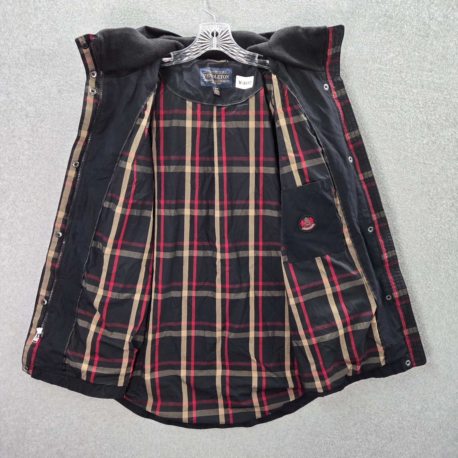 Pendleton Women Jacket Medium Black Rain Coat Hoo… - image 9
