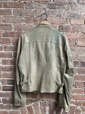 Agnès B. Homme Men's Leather Bomber Jacket, Sz 48, Beige Agnès B. Homme Men's Leather Bomber Jacket, Sz 48, Beige
