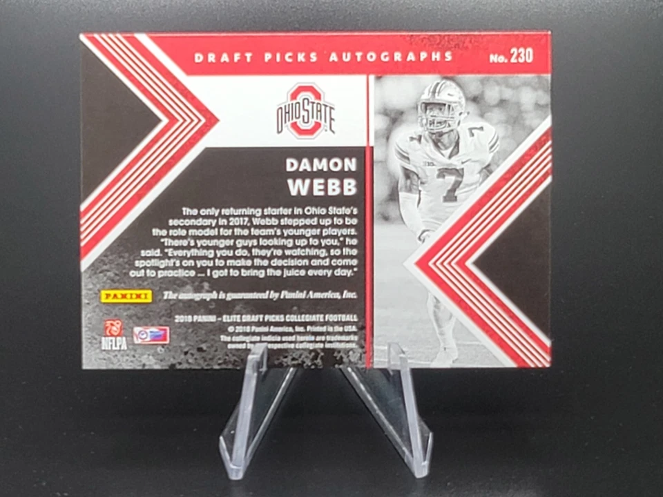 2018 Elite Draft Picks Draft Picks Autographs #230 Damon Webb Auto - NM-MT - Image 2 of 2