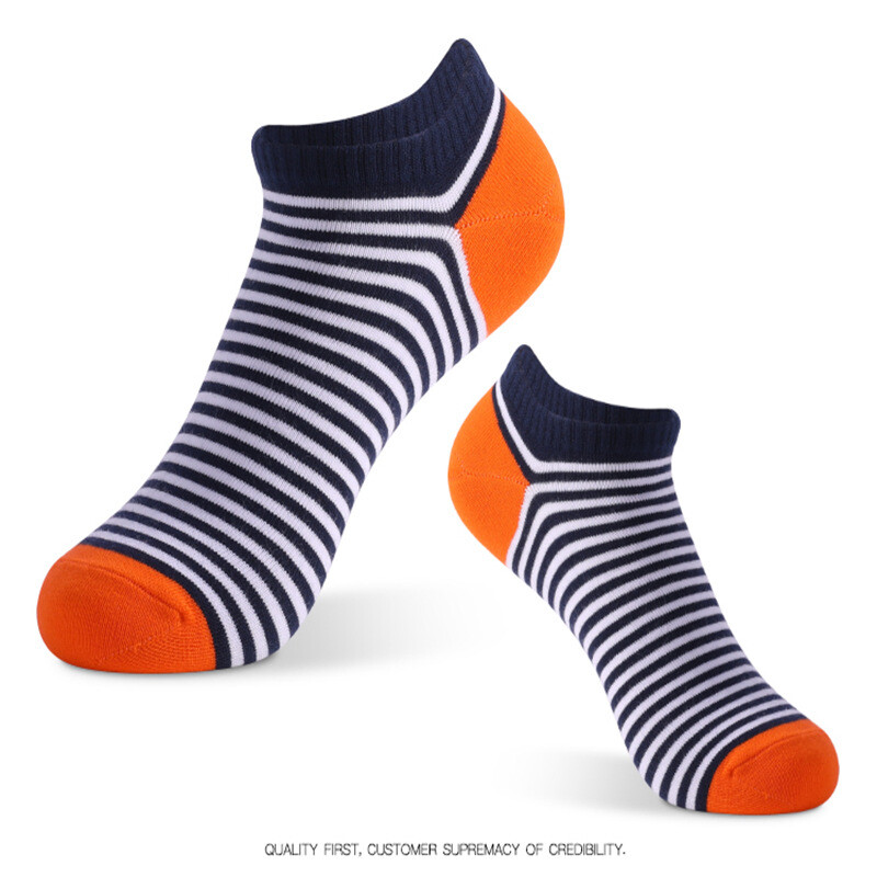 5 Pairs Mens Cotton Socks Lot Colourful Stripe Crew Ankle Low Cut Dress