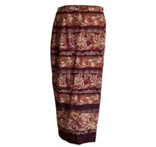 Vintage Sarah Chapman Rare Batik Print 100% Silk Wrap Skirt Luxury Women’s US 6