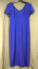 Vtg LIZ CLAIBORNE Violet LINED CREPE Embroidered Detail MAXI SHEATH DRESS Sz 10