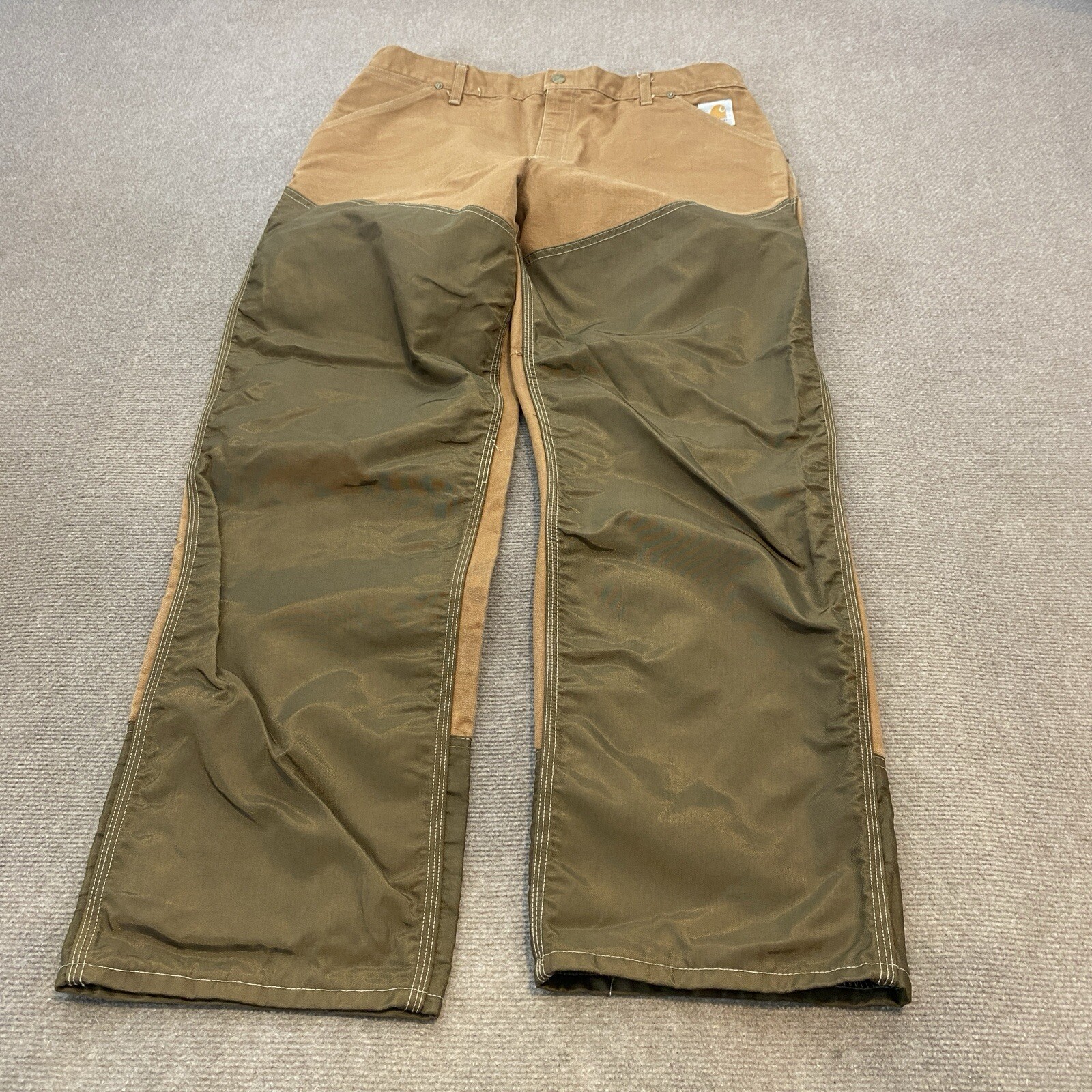 Vintage Carhartt Brush Briar Duck Hunting Canvas Denim Jeans Brown Size 36