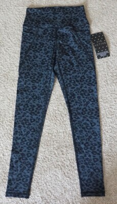 VIE ACTIVE WOMEN'S LILI LEGGINGS SMALL BLACK/CHARCOAL LEOPARD PRINT NEW W/  TAGS!