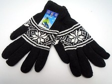 Meigu Knit Snowflake Unisex Gloves One Size Black/White 128Q