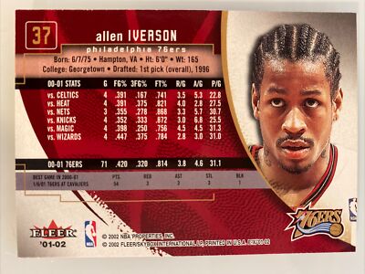 アイバーソン　カード　Allen Iverson 02-03 Fleer Allen Iverson 2002/03 Fleer Tradition Basketball Banner Season