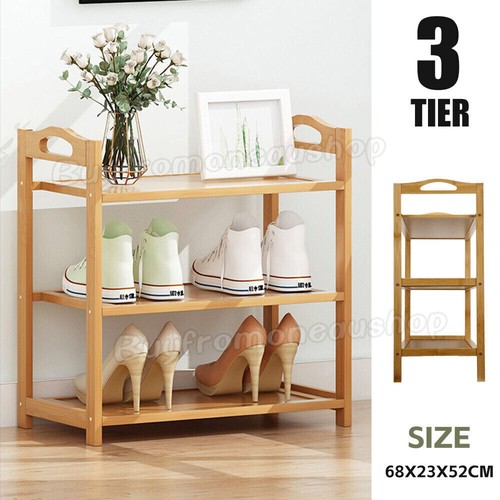 3-5 Tiers Layers Bamboo Shoe Rack Storage Organizer Wooden Shelf Stand Shelves - Picture 11 of 13