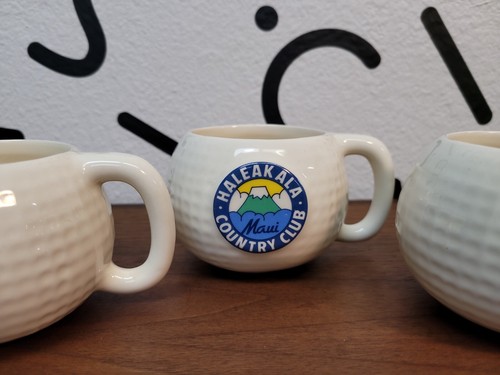 4 Rare Vintage Golf Ball Mugs Volcano, Hawaii, Kauai, Maui Diamond Head~NOS***** - Picture 4 of 8