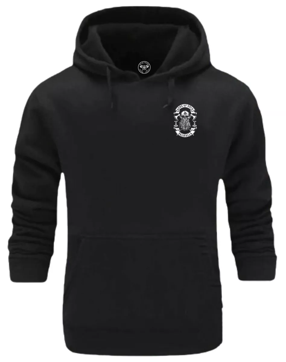 Sons of Odin Hoodie Pocket Vikings Clothing Valhalla Valknut Axes Loki Thor Top