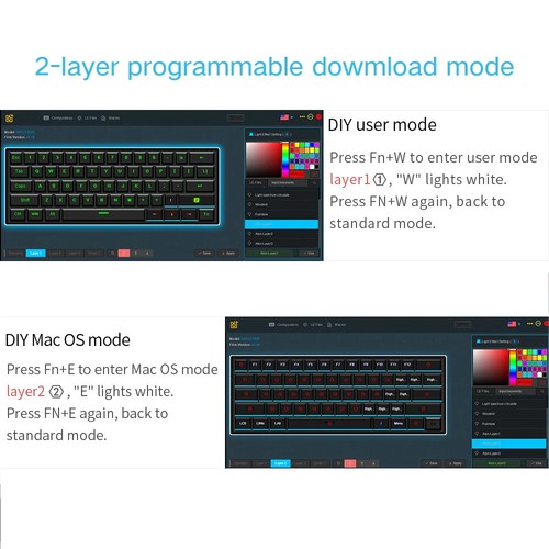 61 Keys Gaming Mechanical Keyboard Wired RGB Backlit Gamer Mechanical Keyboards - 第 15/19 張圖片