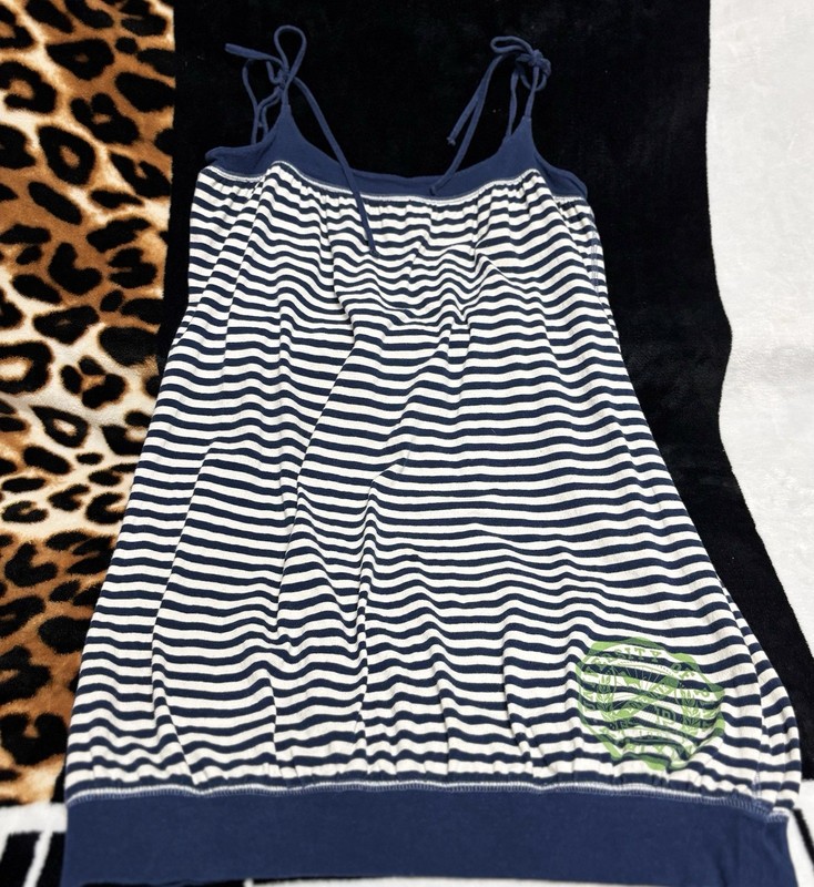PINK Victoria's Secret Striped tank dress. Tie sides Scoop Logo Stretch  L 