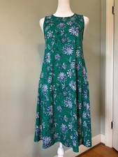 Loft Green/Blue Floral Shift Dress w/Back Cutout Size Small