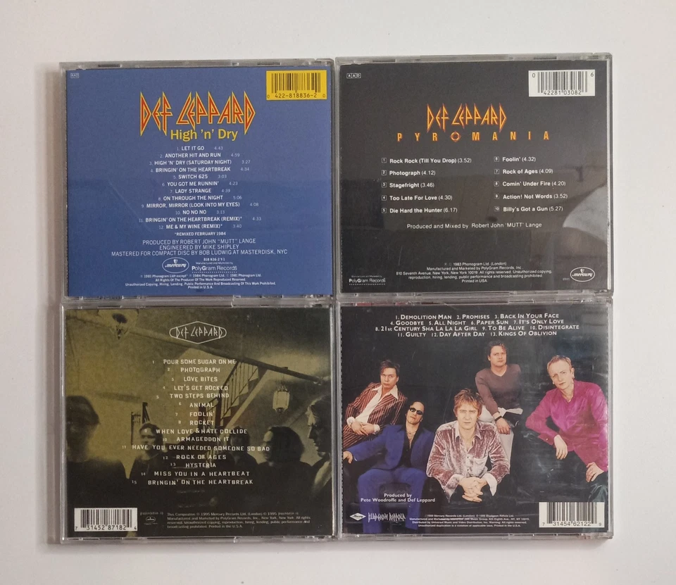 Def Leppard CD Lot of 4: High 'n' Dry-Pyromania-Greatest Hits Vault-Euphoria Foto 2 de 4