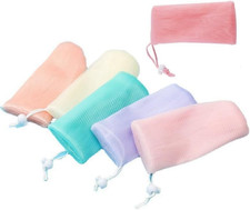 6Pcs Random Color Exfoliating Mesh Soap Pouch Bubble Foam Net Bag for Body Facia