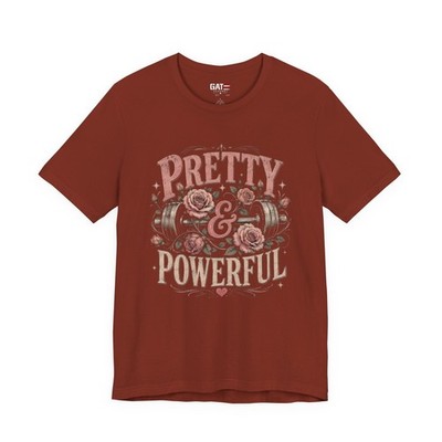 Pretty & Powerful Roses with Dumbbells T-Shirt | Strength Floral Tee