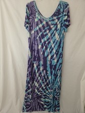 Beyond The Plane Women's Large Maxi Dress Floral Short Sleeve Geometric Print