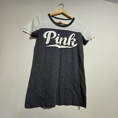 Victoria's Secret PINK Small Grey Logo T Shirt Dress Casual Loungewear Y2K - Image 1 of 4
