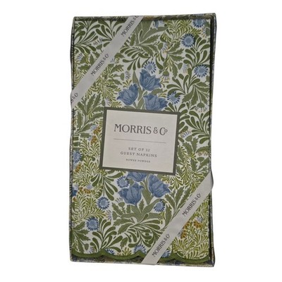 Morris & Co. Guest Paper Napkins Set of 32 Blue Green Floral ''Bower Powder''  NIB