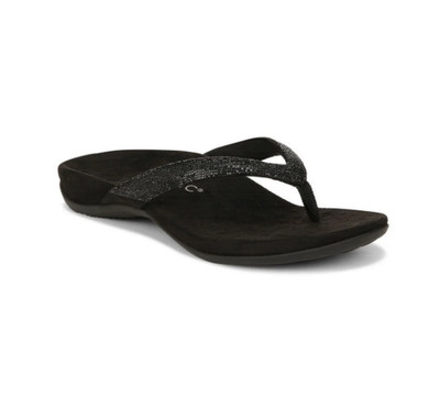 VIONIC Women Dillon Shine Toe Post Sandal, Black (NEW)