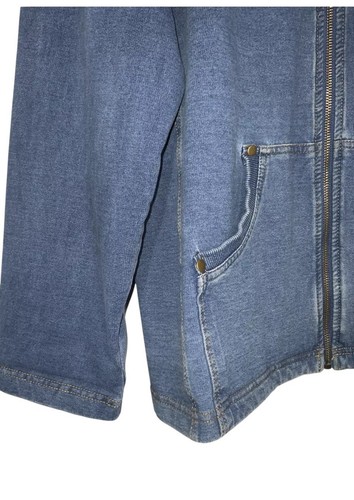 Draper’s & Damon’s Blue Denim Look Stretch Cotton Zip Up Jacket Pockets Coat - Picture 18 of 23
