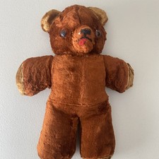 Vintage Rust Brown Well Loved Bear, Wind-up Music Works, Yellow Paws  Ears, 15  