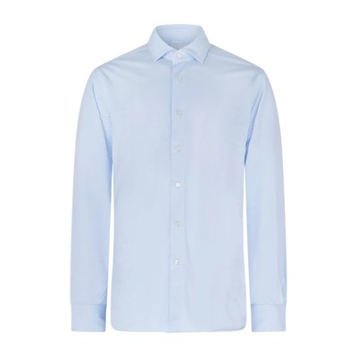 Xacus - Camicia celeste in tessuto tecnico tailor fit per uomo