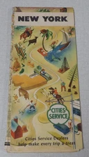 1940's Cities Service oil company gas station map New York