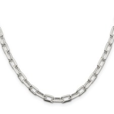 5.75mm Long Link Cable Chain Necklace 24 inch 925 Sterling Silver Italian Solid