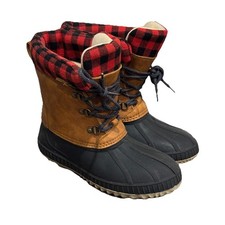 Gap Kids Buffalo Check Plaid Duck Boots 3M Thinsulate Boys Size 3/4