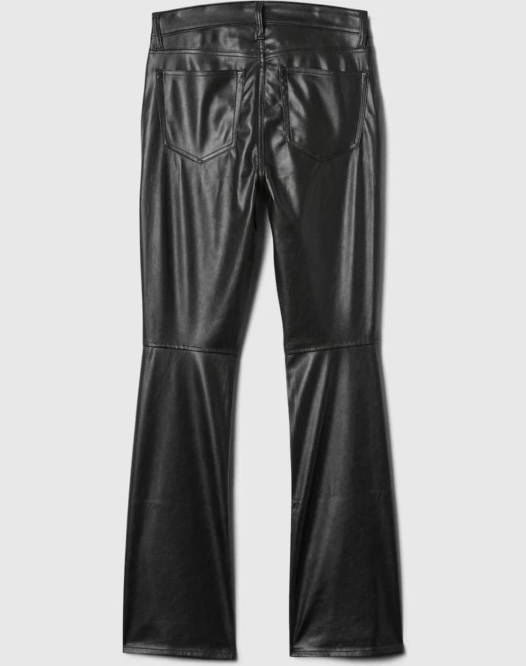 NWT GAP 30S /10 Short Black Mid Rise Boot Cut Vegan Leather Baby Boot Jeans - Image 3 of 4