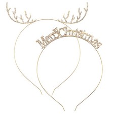 Christmas Headbands Set Cute Reindeer Antler Hairbands Sparkly Crystal Merry ...