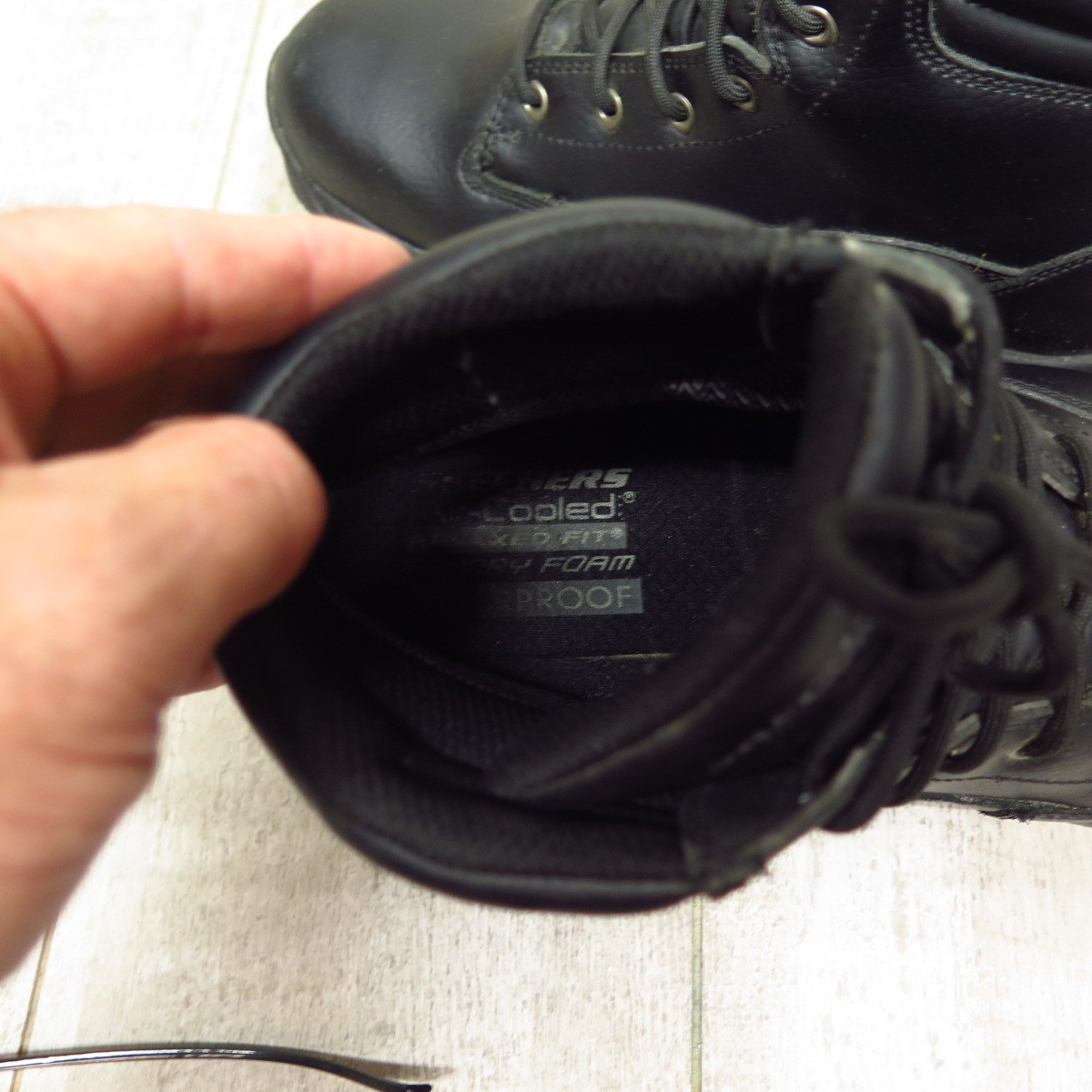 Skechers Mens Black Waterproof Memory Foam Leather Boots Size 8.5 image 9